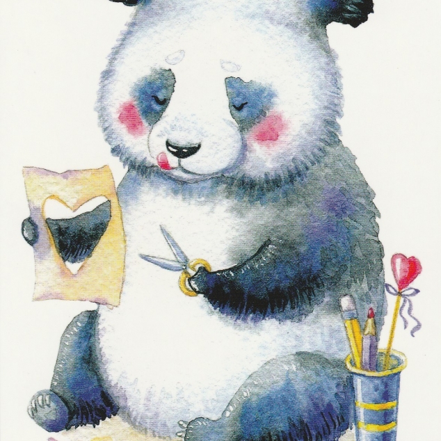 Ansichtkaart Panda Love. 